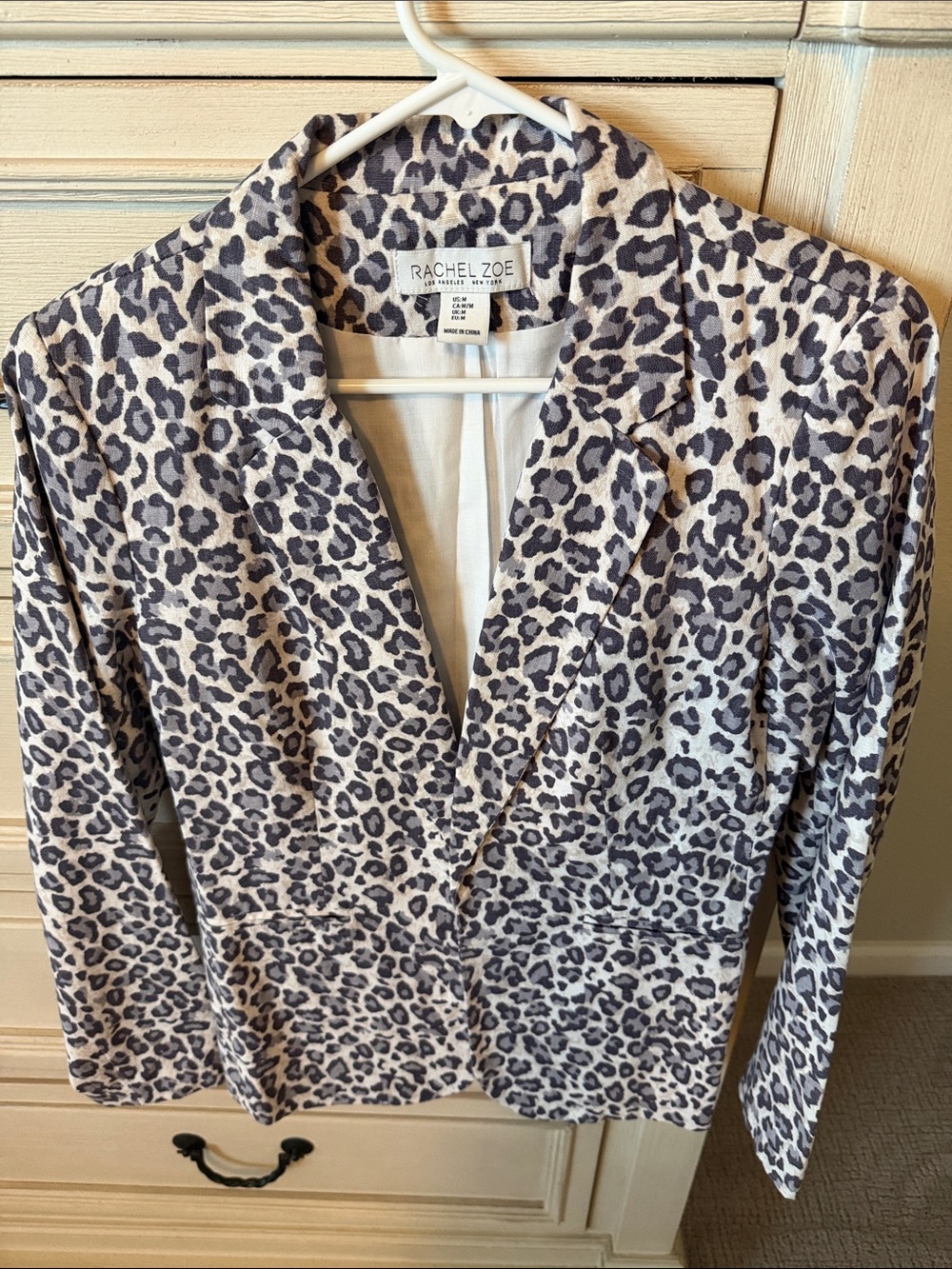 Rachel Zoe Leopard Print Blazer in Cream and Black